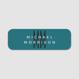 Cute Blue Color Monogram Initial Letters Name Name Tag