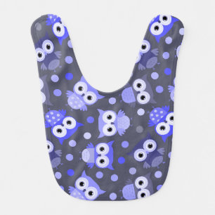 Cute blue colorful owl pattern baby bib