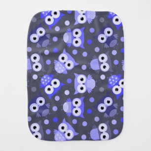 Cute blue colorful owl pattern baby burp cloth