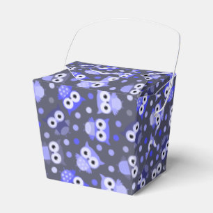 Cute blue colorful owl pattern favor boxes