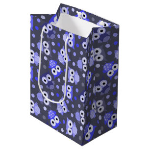 Cute blue colorful owl pattern medium gift bag