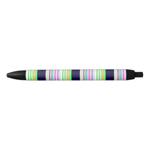Cute blue colorful stripes black ink pen