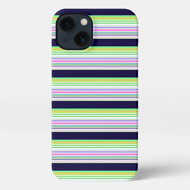 Cute blue colorful stripes iPhone case (Back)