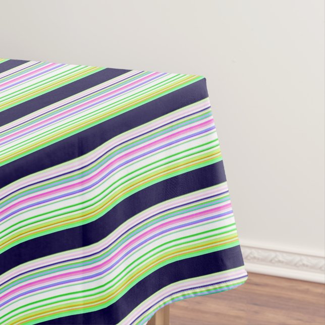Cute blue colorful stripes tablecloth (In Situ)