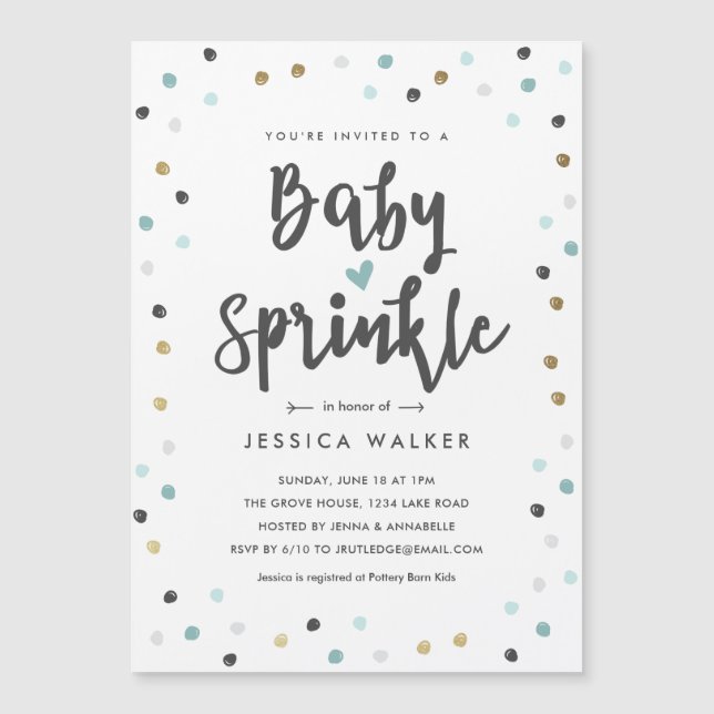  Cute Blue Confetti Type Baby Sprinkle Invitation (Front)