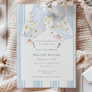 Cute Blue Coquette Baby Boy Shower Invitation