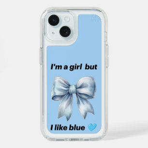 Cute Blue Coquette Bow I'm A Girl But I Like Blue iPhone 15 Case