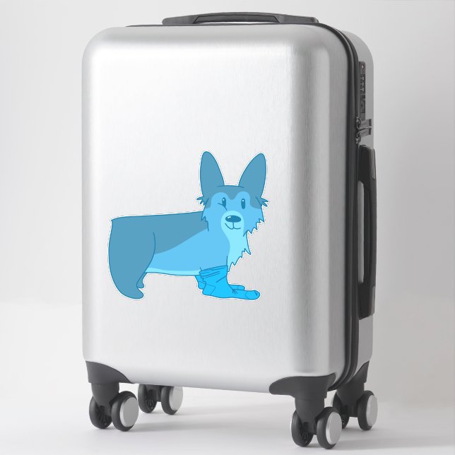 Cute Blue Corgi In Socks Sticker (Suitcase)
