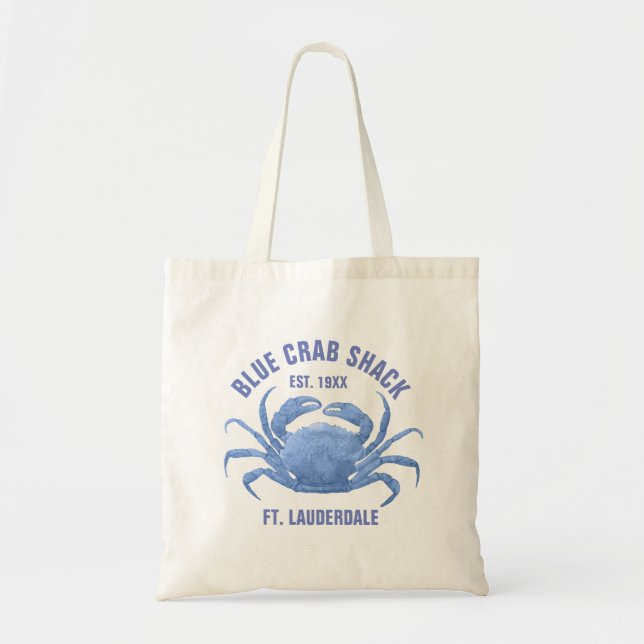 Cute Blue Crab Illustration Template Tote Bag (Front)