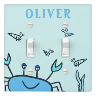 Cute Blue Crab Sea Animals Boy Light Switch Cover