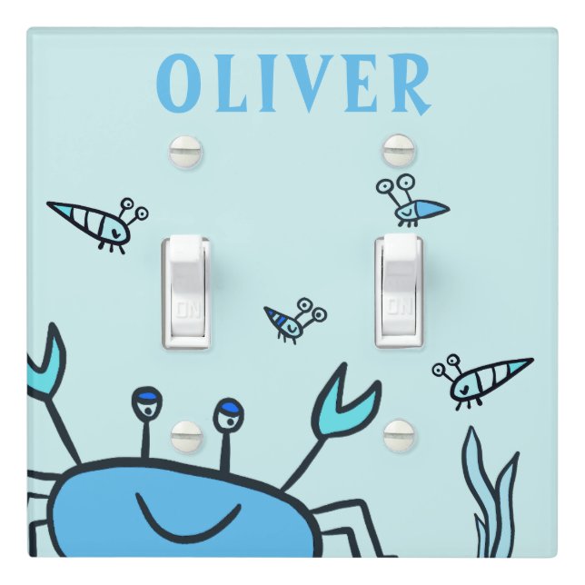 Cute Blue Crab Sea Animals Boy Light Switch Cover (In Situ)