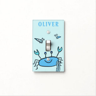 Cute Blue Crab Sea Animals Boy Light Switch Cover