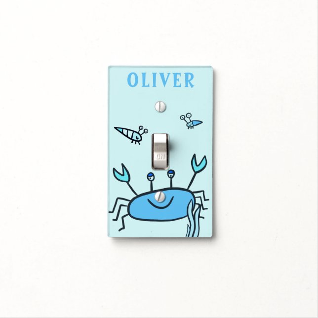 Cute Blue Crab Sea Animals Boy Light Switch Cover (In Situ)