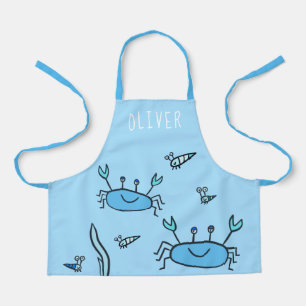 Cute Blue Crab Sea Animals Boy Name Apron
