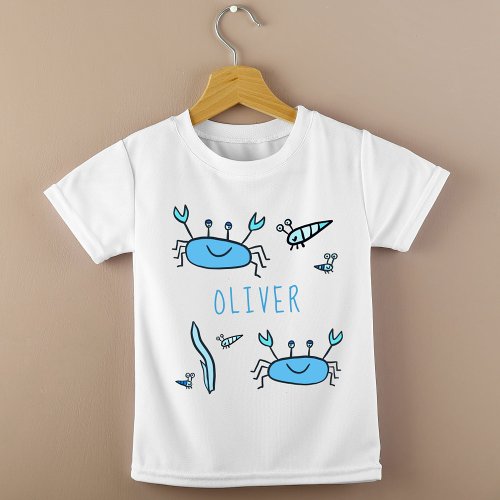 Cute Blue Crab Sea Animals Boy Name T_Shirt