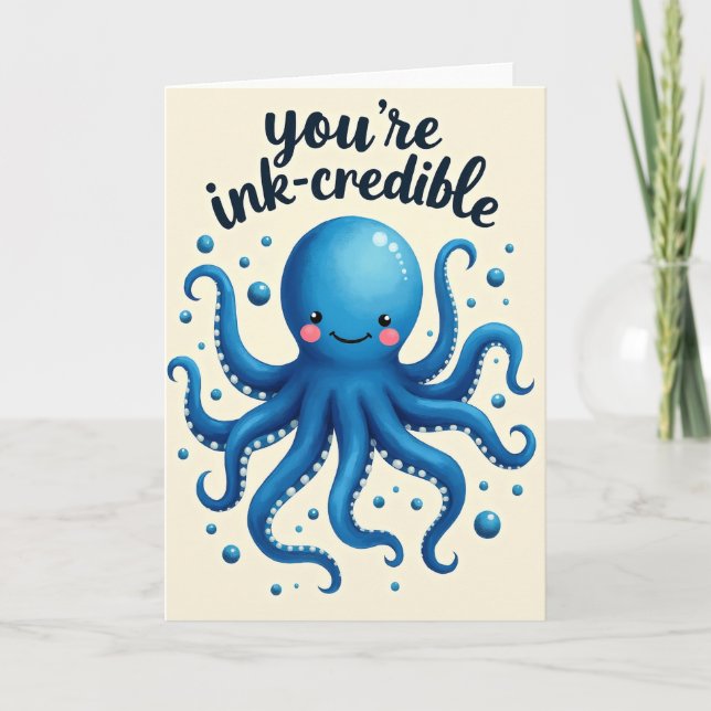 Cute Blue Creature Birthday Card (Front)