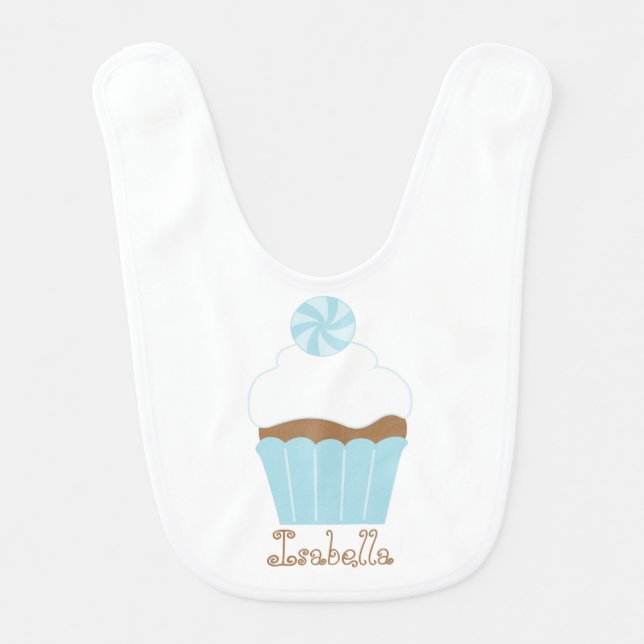 Cute Blue Cupcake Bib (Front)