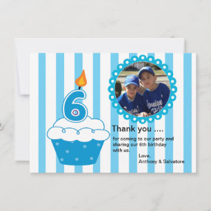 Cute Blue Cupcake Photo Thank You Card
