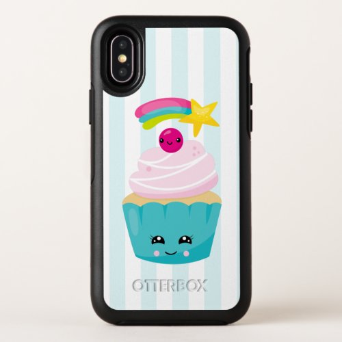 Cute Blue Cupcake with Kawaii Face OtterBox Symmetry iPhone X Case