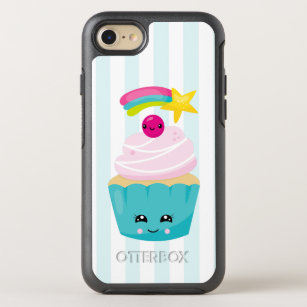 Cute Blue Cupcake with Kawaii Face OtterBox Symmetry iPhone SE/8/7 Case