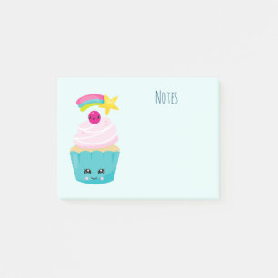 Cute Blue Cupcake with Kawaii Face Post-it Notes