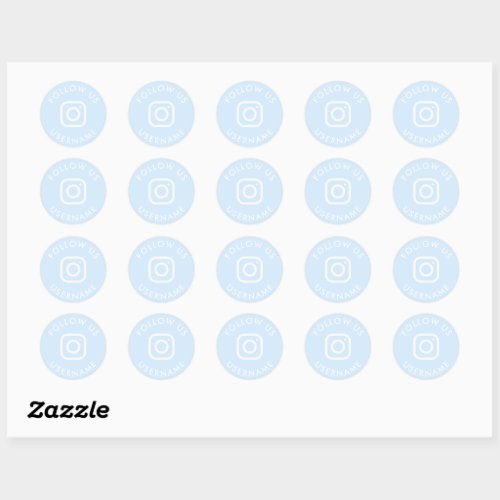 cute blue custom instagram social media package classic round sticker
