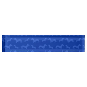 Cute blue dachshund pattern name plate