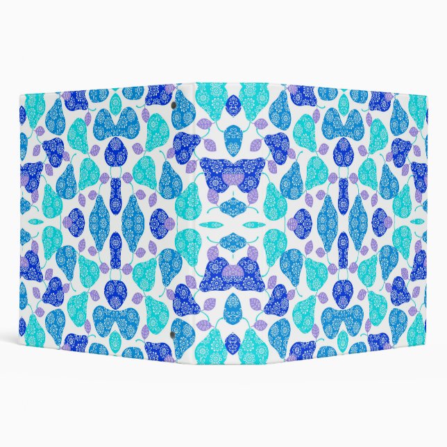 Cute blue' decorative pears pattern 3 ring binder (Background)