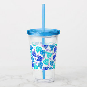 Cute blue decorative pears pattern acrylic tumbler