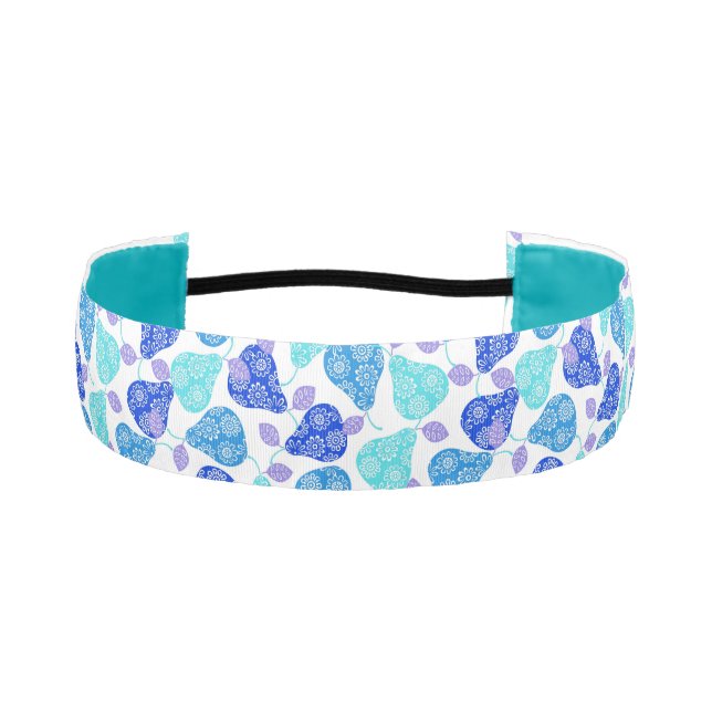 Cute blue' decorative pears pattern athletic headband (Front)