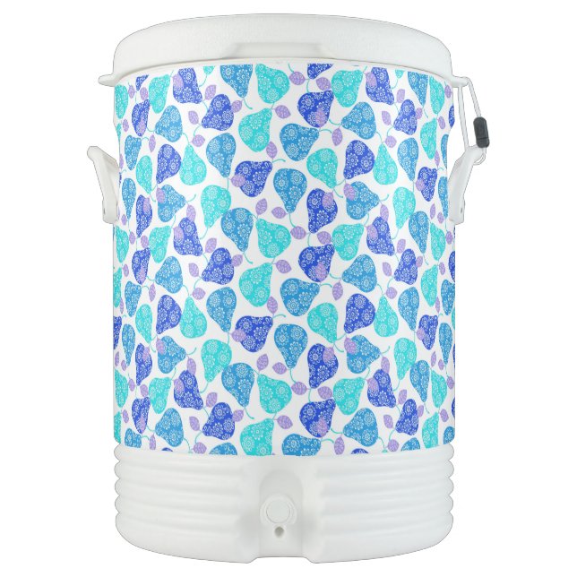 Cute blue decorative pears pattern beverage cooler (Front)
