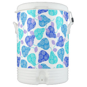 Cute blue' decorative pears pattern beverage cooler