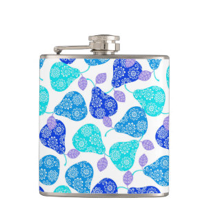 Cute blue decorative pears pattern flask