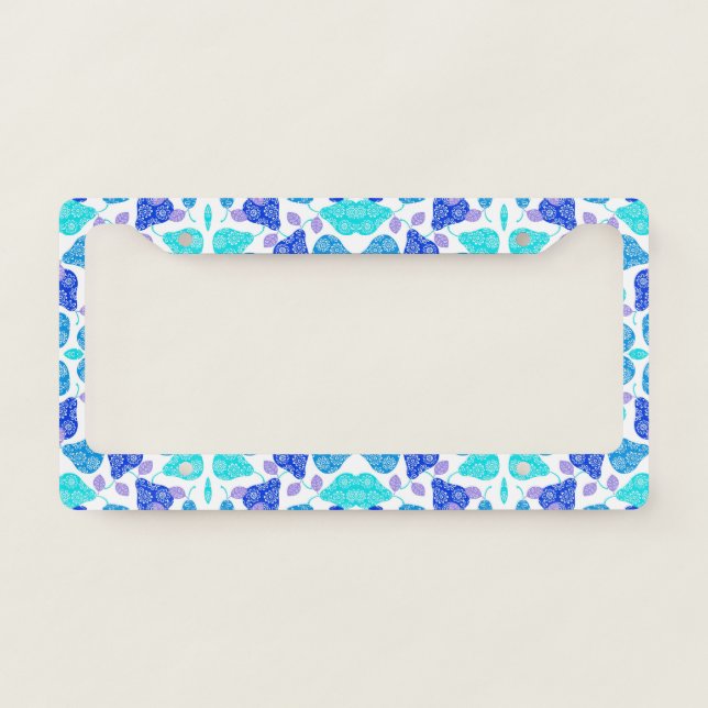 Cute blue' decorative pears pattern license plate frame (Front)