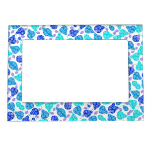 Cute blue decorative pears pattern magnetic frame
