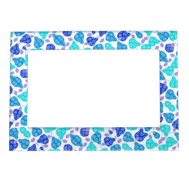 Cute blue decorative pears pattern magnetic frame (Front)