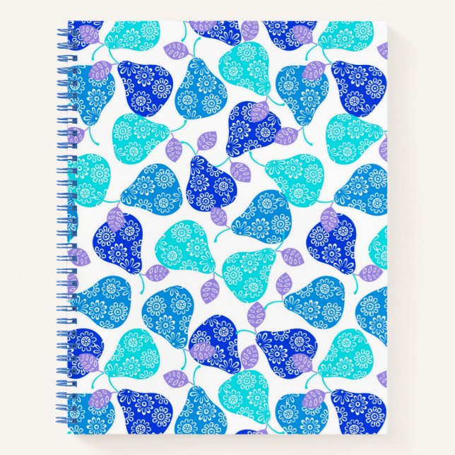 Cute blue' decorative pears pattern notebook (Front)