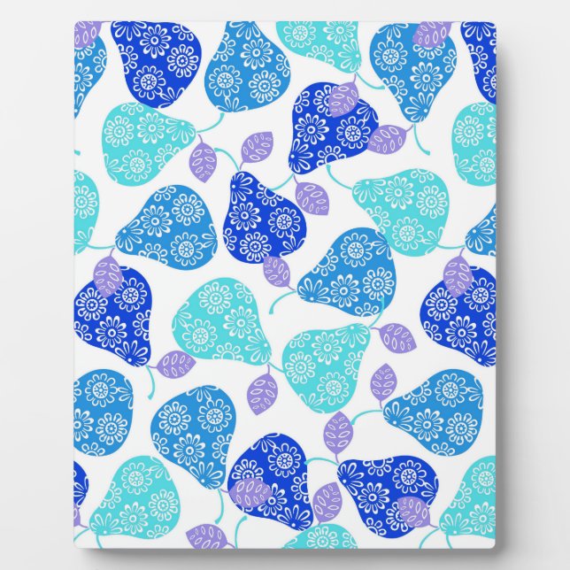 Cute blue' decorative pears pattern plaque (Front)