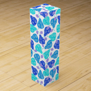Cute blue' decorative pears pattern wine box