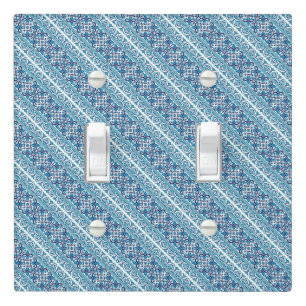 Cute blue decorative ukrainian patterns design light switch cover