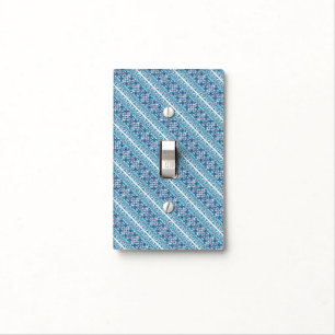 Cute blue decorative ukrainian patterns design light switch cover