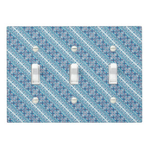 Cute blue decorative ukrainian patterns design light switch cover