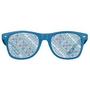 Cute blue decorative ukrainian patterns design retro sunglasses