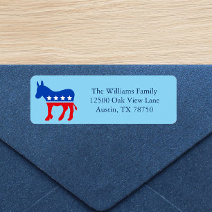 Cute Blue Democrat Donkey Political Return Address Label