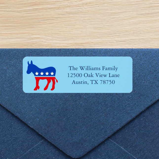 Cute Blue Democrat Donkey Political Return Address Label (Creator Uploaded)