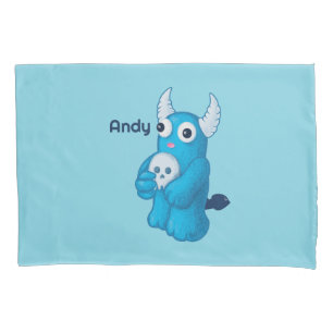 Cute Blue Demon - Fun Whimsigoth Kids Name Pillow Case