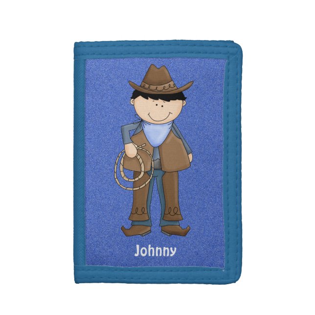 Cute Blue Denim Cowboy Wallet (Front Vertical)