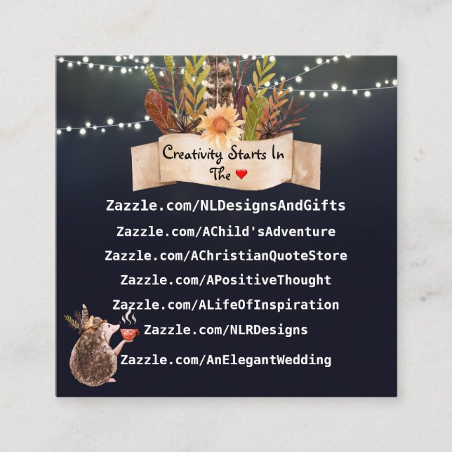 Cute Blue Design Square Business Card (Front)