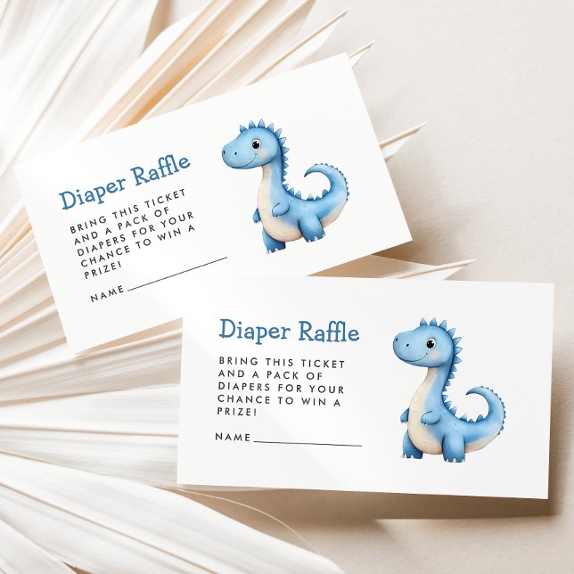 Cute Blue Dinosaur Baby Shower Diaper Raffle Enclosure Card (Creator Uploaded)