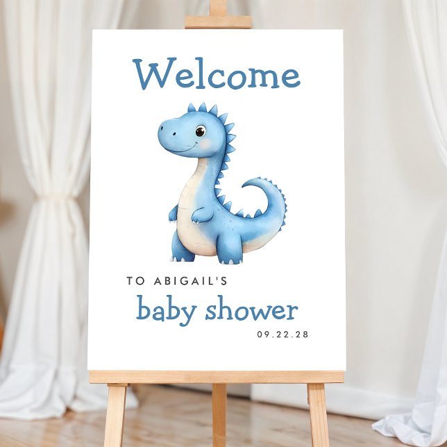 Cute Blue Dinosaur Baby Shower Welcome Foam Board (Creator Uploaded)